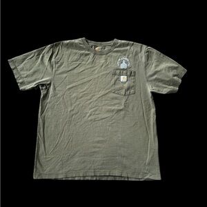Carhartt Pocket T Shirt Men’s Large Olive Green City Of Athens Ohio Embroidered